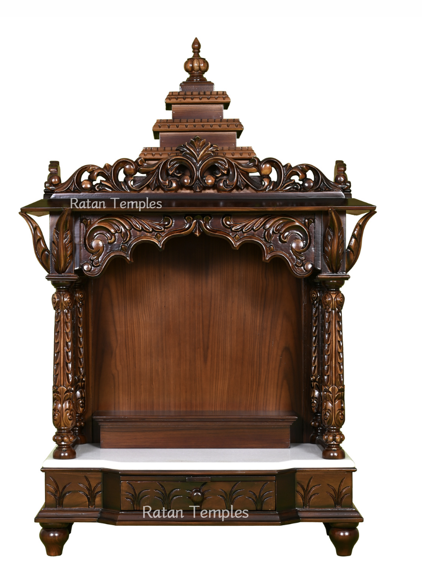Teak Wood Pooja Mandir – Model S-1